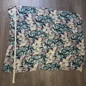 Floral Patterned Scarf in Teal and Purple